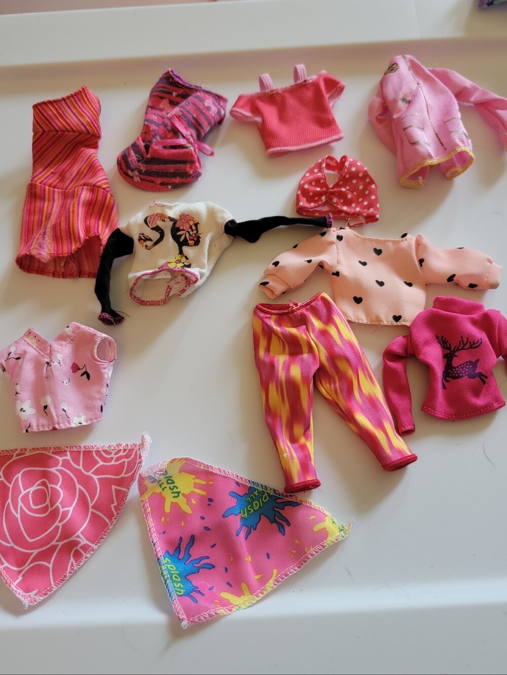 Barbie Doll Pink Clothing Lot with Leopard Print Bag